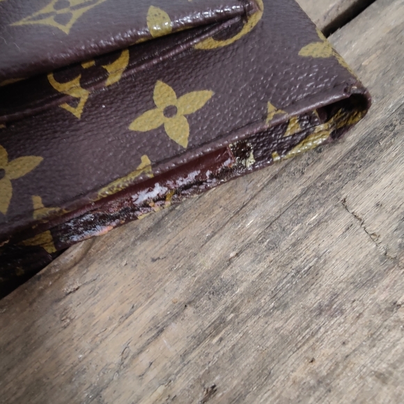 DAMAGED 80s Louis Vuitton LV large wallet Vintage multi pocket DAMAGED project - Picture 14 of 16